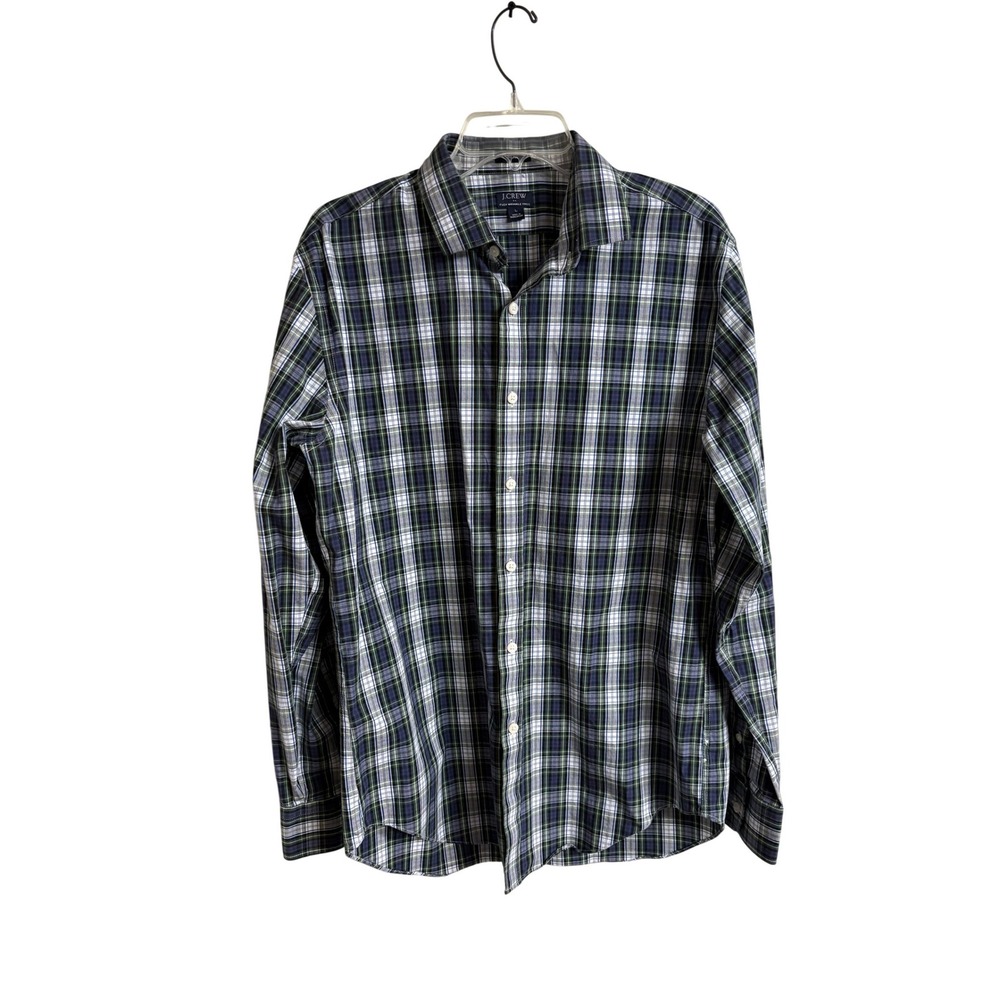 J.Crew Flex Wrinkle Free Slim Fit Plaid Button Down Shirt Mens Large Preppy